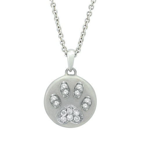 Diamond Paw Print Cremation Pendant